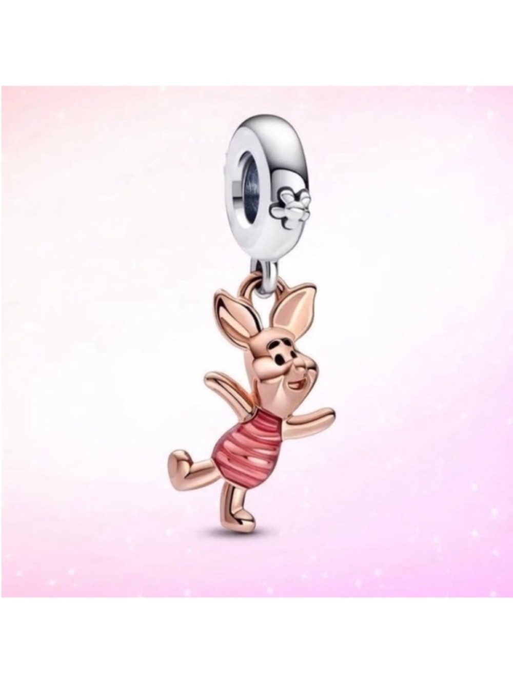Disney Piglet Two-Tone Rose Gold and Pink Dangle Bracelet Charm